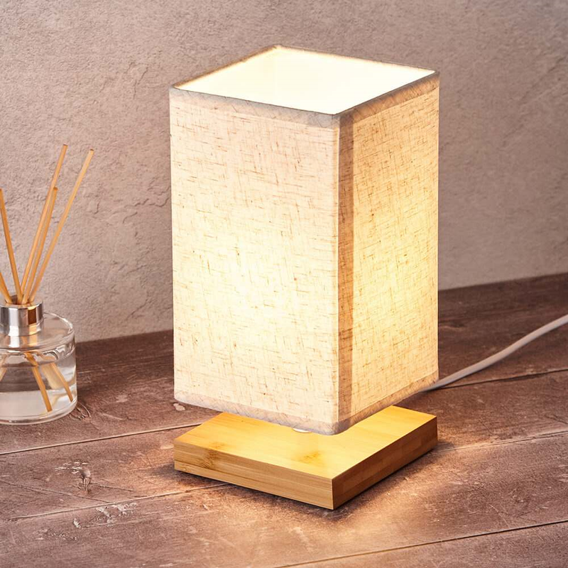 Square Bedside Table Lamp (Grey Shade) Lighting True Shopping   